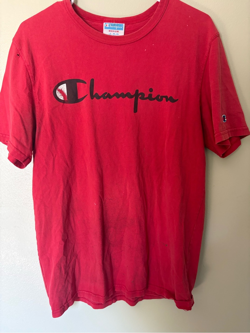 Champion Red Short Sleeve Logo Tee